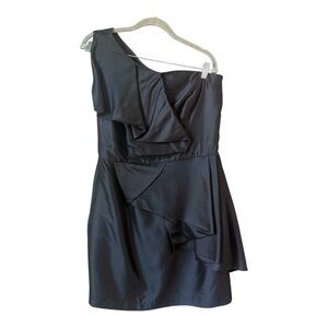 Shoshanna Black Silk One Shoulder Mini Dress Size 10
